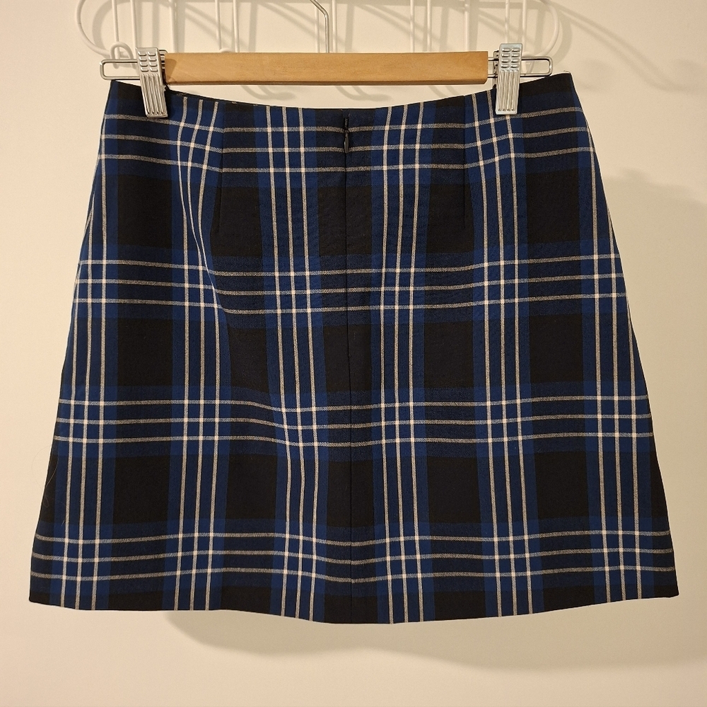 Wilfred Women's Blue & White Preppy Check/Plaid Mini Skirt (Size S) - Picture 4 of 6